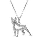 Sterling Silver 1/10-ct. T.w. Diamond Boston Terrier Dog Pendant, Women's, Size: 18, White