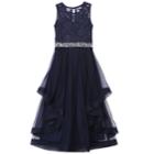 Girls 7-16 Speechless Tiered Ruffle Lace Dress, Size: 14, Blue (navy)