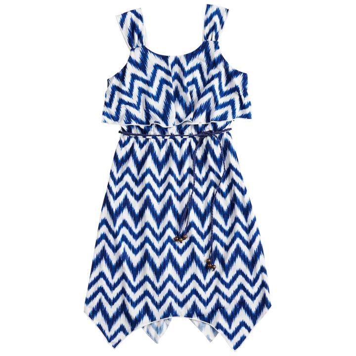 Girls 7-16 Three Pink Hearts Printed Sharkbite Hem Dress, Size: 16, White