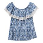 Girls 7-16 Cloud Chaser Off Shoulder Floral Popover Top, Girl's, Size: Small, Blue Other