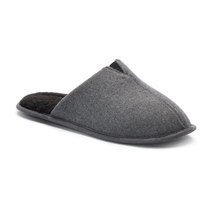 Men's Wembley Flannel V Gore Scuff Slippers, Size: Medium, Grey