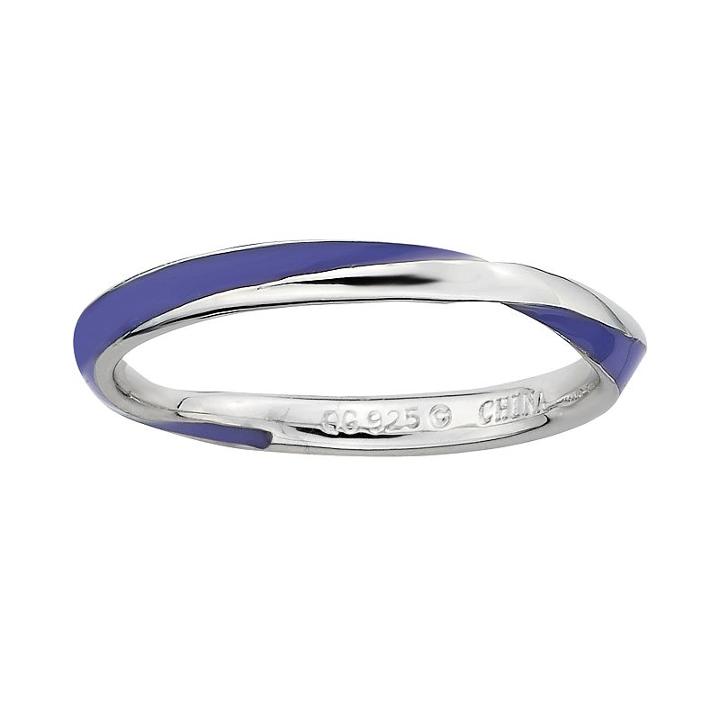 Stacks And Stones Sterling Silver Purple Enamel Twist Stack Ring, Women's, Size: 5