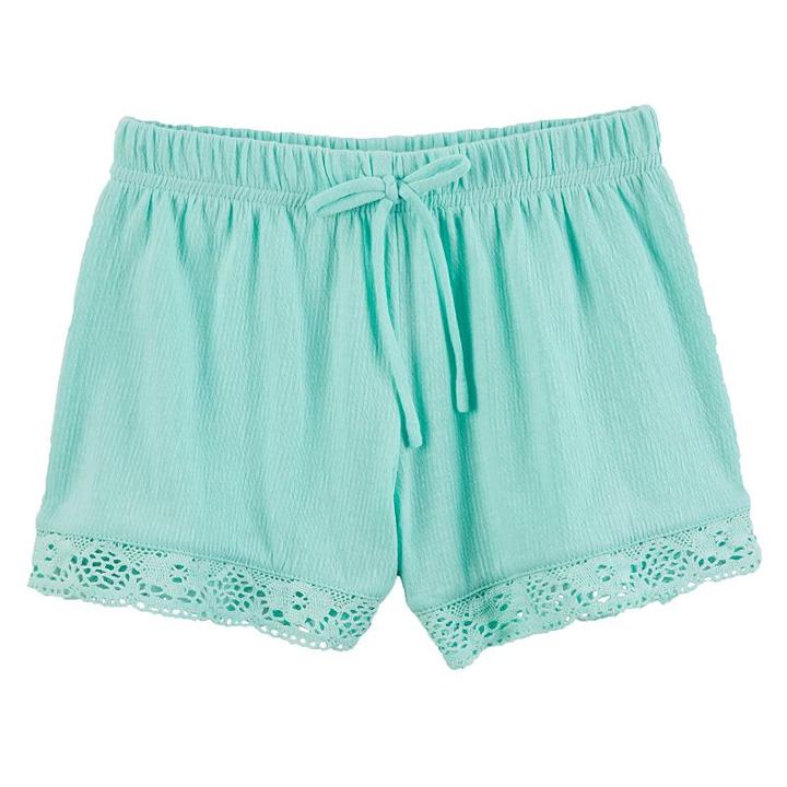 Girls 4-8 Carter's Lace-hem Gauze Shorts, Girl's, Size: 7, Lt Green