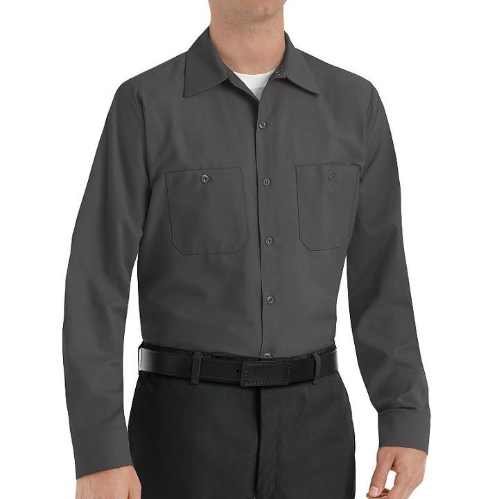 Red Kap, Men's Classic-fit Industrial Button-down Work Shirt, Size: Large, Grey