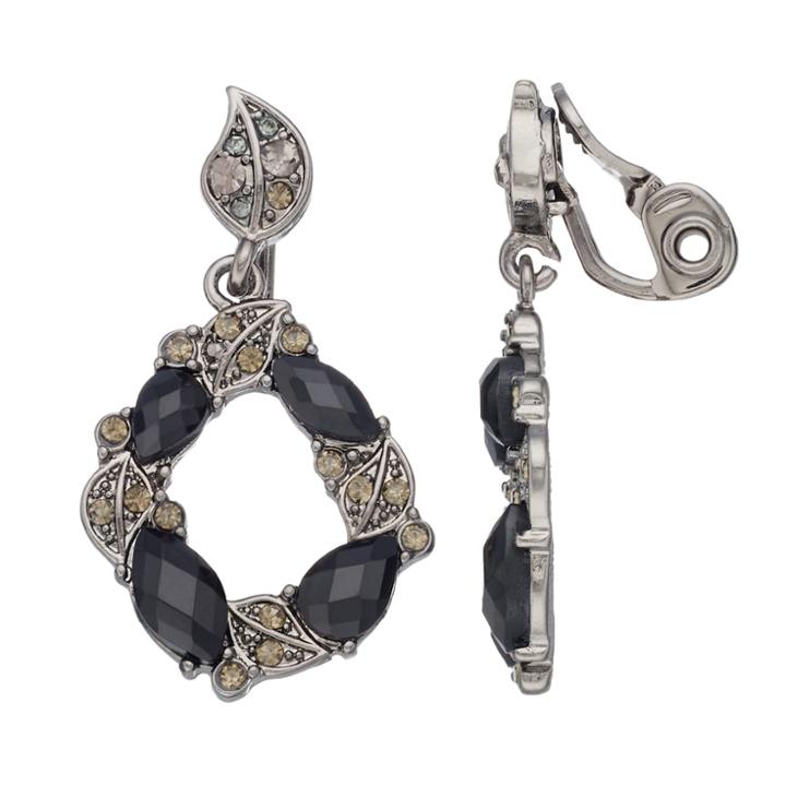 Napier Leafy Wreath Clip On Drop Earrings, Women's, Black