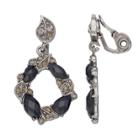 Napier Leafy Wreath Clip On Drop Earrings, Women's, Black