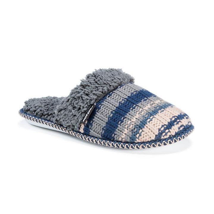 Muk Luks Women's Knit Scuff Slippers, Size: Large, Blue (navy)