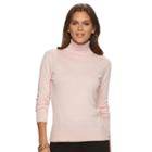 Women's Chaps Solid Turtleneck, Size: Large, Pink