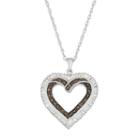 Sterling Silver Black & White Diamond Accent Heart Pendant Necklace, Women's, Size: 18