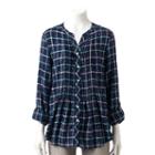 Women's Croft & Barrow&reg; Plaid Roll-tab Tunic, Size: Medium, Dark Blue