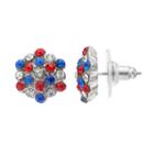 Red, White & Blue Nickel Free Simulated Crystal Stud Earrings, Women's, Multicolor