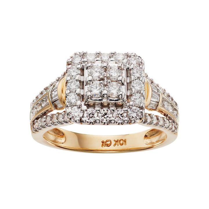 Cherish Always 10k Gold 1 Carat T.w. Certified Diamond Halo Engagement Ring, Women's, Size: 6.50, White