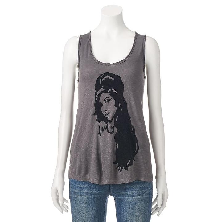 Women's Rock & Republic&reg; Amy Winehouse Graphic Muscle Tank, Size: Large, Grey (charcoal)