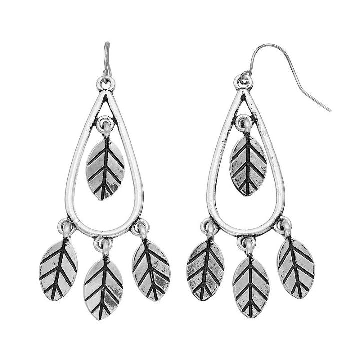 Mudd&reg; Shaky Leaf Nickel Free Teardrop Earrings, Women's, Silver
