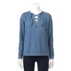 Women's Sonoma Goods For Life&trade; French Terry Lace-up Top, Size: Xl, Dark Blue