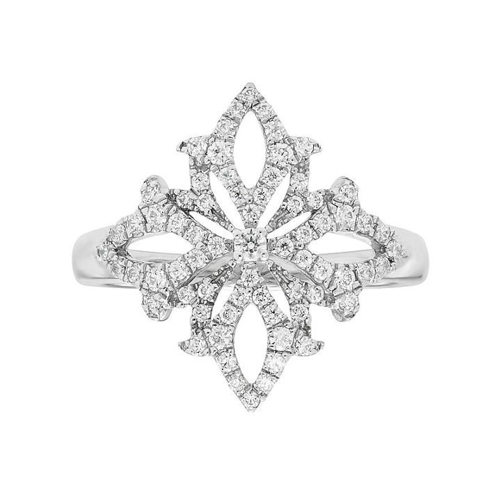 14k White Gold 3/8 Carat T.w. Diamond Snowflake Ring, Women's, Size: 6.50