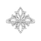 14k White Gold 3/8 Carat T.w. Diamond Snowflake Ring, Women's, Size: 6.50
