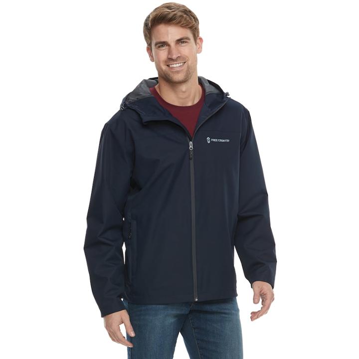 Men's Free Country Waterproof Dobby Hooded Rain Jacket, Size: Medium, Blue (navy)