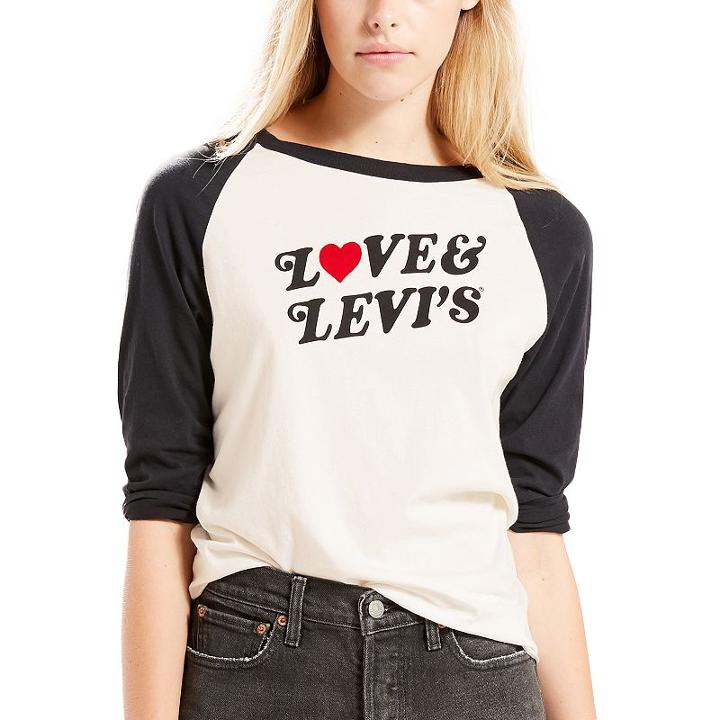 Women's Levi's Love & Levi's Raglan Tee, Size: Small, White