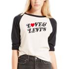 Women's Levi's Love & Levi's Raglan Tee, Size: Small, White