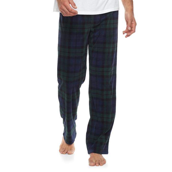 Men's 2-pack Patterned And Solid Microfleece Lounge Pants, Size: Large, Dark Blue