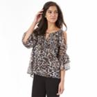 Juniors' Iz Byer Print Cold-shoulder Top, Teens, Size: Large, Animal