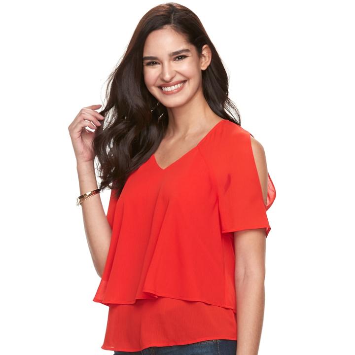 Women's Juicy Couture Layered Cold-shoulder Top, Size: Small, Red
