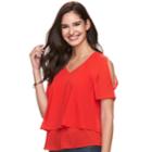 Women's Juicy Couture Layered Cold-shoulder Top, Size: Small, Red