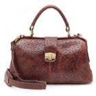 Amerileather Hillary Leather Ostrich Shoulder Bag, Women's, Brown