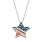 Sterling Silver 1/5 Carat T.w. Red, White & Blue Diamond Star Pendant Necklace, Women's, Size: 18, Multicolor