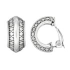 Dana Buchman Geometric Textured Nickel Free Clip On Hoop Earrings, Women's, Silver