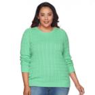 Plus Size Croft & Barrow&reg; Cable-knit Crew Sweater, Women's, Size: 1xl, Turquoise/blue (turq/aqua)