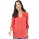 Women's Apt. 9&reg; Embroidered Blouse, Size: Xl, Red
