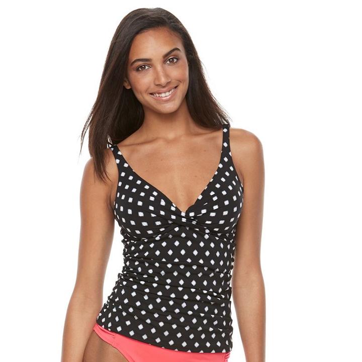 Women's Apt. 9&reg; Striped Twist-front Tankini Top, Size: Xxl, Oxford
