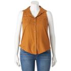 Juniors' Plus Size Mudd&reg; Embroidered Sleeveless Blouse, Girl's, Size: 2xl, Med Brown