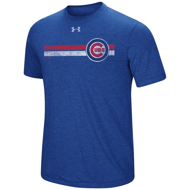 Men's Under Armour Chicago Cubs Stripe Tee, Size: Small, Med Blue