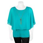 Juniors' Plus Size Iz Byer California Cold-shoulder Overlay Top, Girl's, Size: 1xl, Med Green