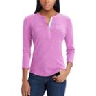 Women's Chaps 3/4-sleeve Henley, Size: Xs, Purple