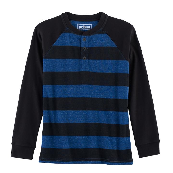 Boys 8-20 Urban Pipeline&reg; Striped Raglan Henley, Size: Large, Blue