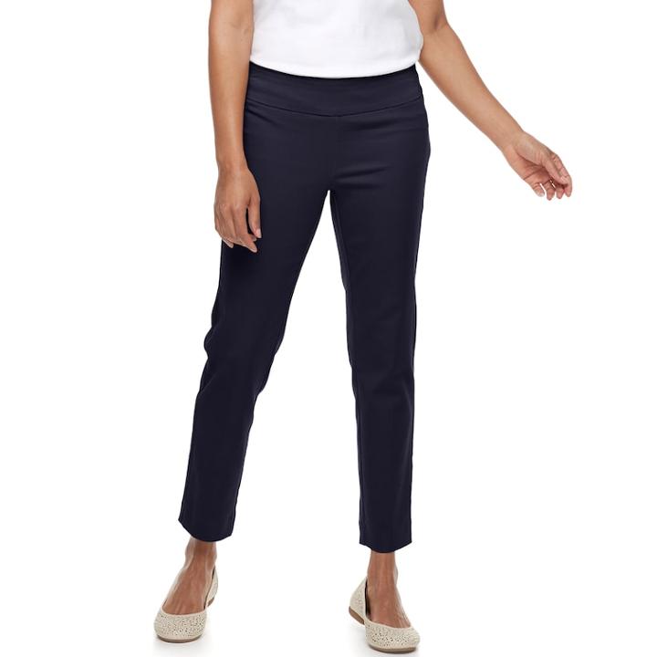Petite Croft & Barrow&reg; Effortless Stretch Pull-on Pants, Women's, Size: 4 Petite, Dark Blue