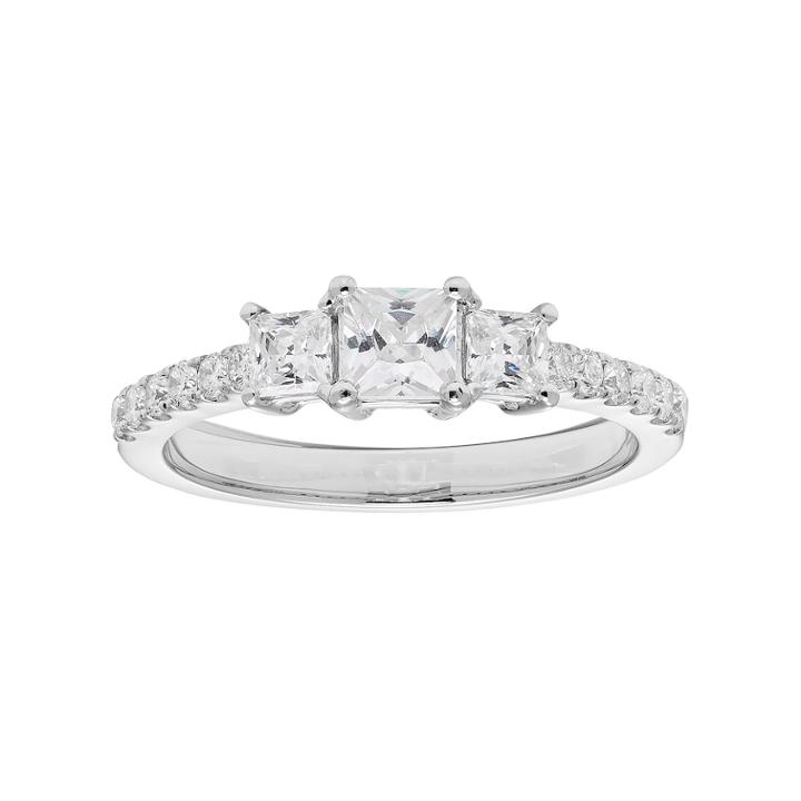 14k Gold 1 Carat T.w. Igl Certified Diamond Princess Cut 3-stone Engagement Ring, Women's, Size: 8, White
