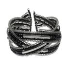 Mudd&reg; Black Bead Braided Cuff Bracelet, Women's