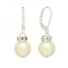 Chaps Silver Tone Simulated Pearl And Simulated Crystal Drop Earrings, Girl's, Grey