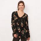 Women's Lc Lauren Conrad Lace Trim Top, Size: Large, Black