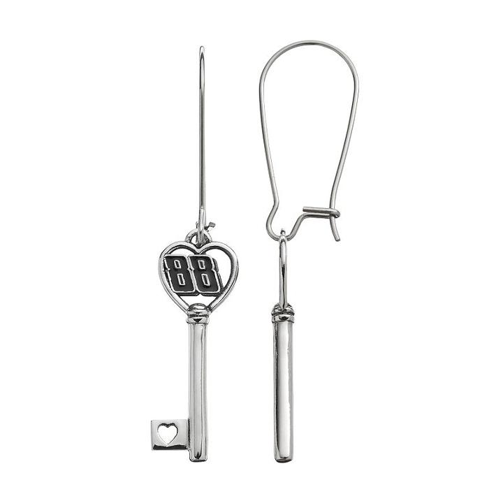 Insignia Collection Nascar Dale Earnhardt Jr. 88 Stainless Steel Key Drop Earrings, Women's, Grey