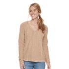 Women's Sonoma Goods For Life&trade; Cable Knit V-neck Sweater, Size: Medium, Med Brown