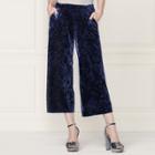 Lc Lauren Conrad Runway Collection Wide-leg Crop Velvet Pants - Women's, Size: Xs, Dark Blue