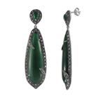 Lavish By Tjm Sterling Silver Green Agate Drop Earrings - Made With Swarovski Marcasite, Women's