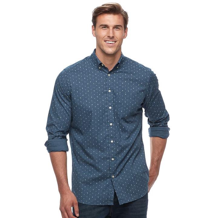 Big & Tall Sonoma Goods For Life Flexwear Modern-fit Button-down Shirt, Men's, Size: 4xb, Dark Blue