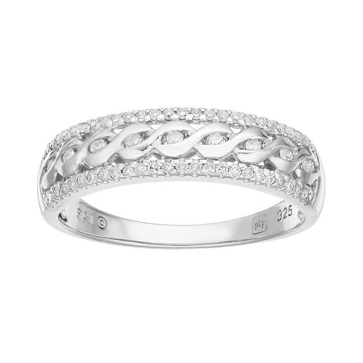 Promise Love Forever 1/4 Carat T.w. Sterling Silver Braided Ring, Women's, Size: 5, White